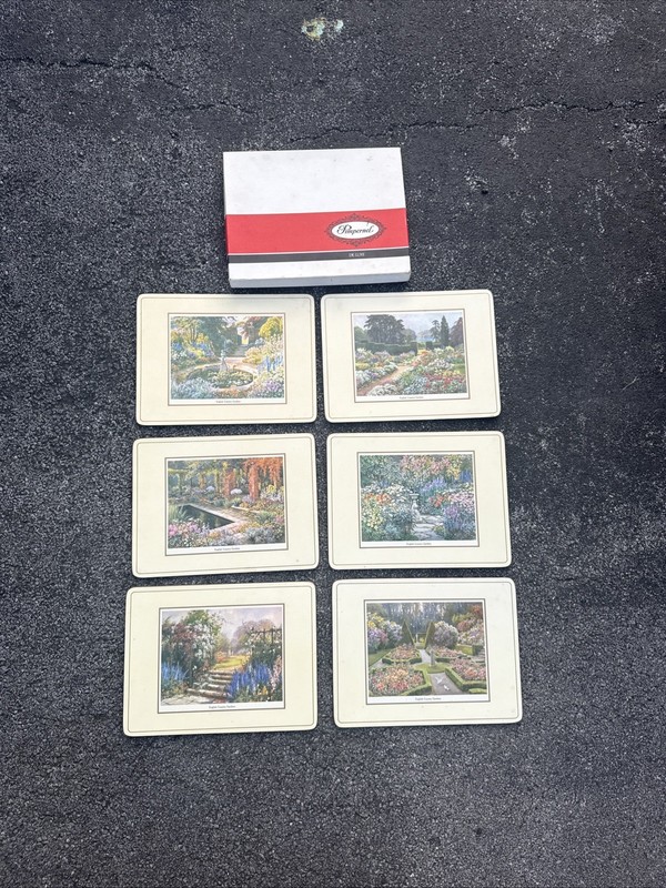 Vintage Pimpernel Placemats ENGLISH COUNTRY GARDEN Set 6 Cork Back England 12x9