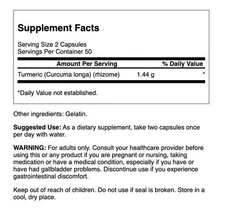 Swanson Turmeric Root Capsules, 720 mg, 100 Count