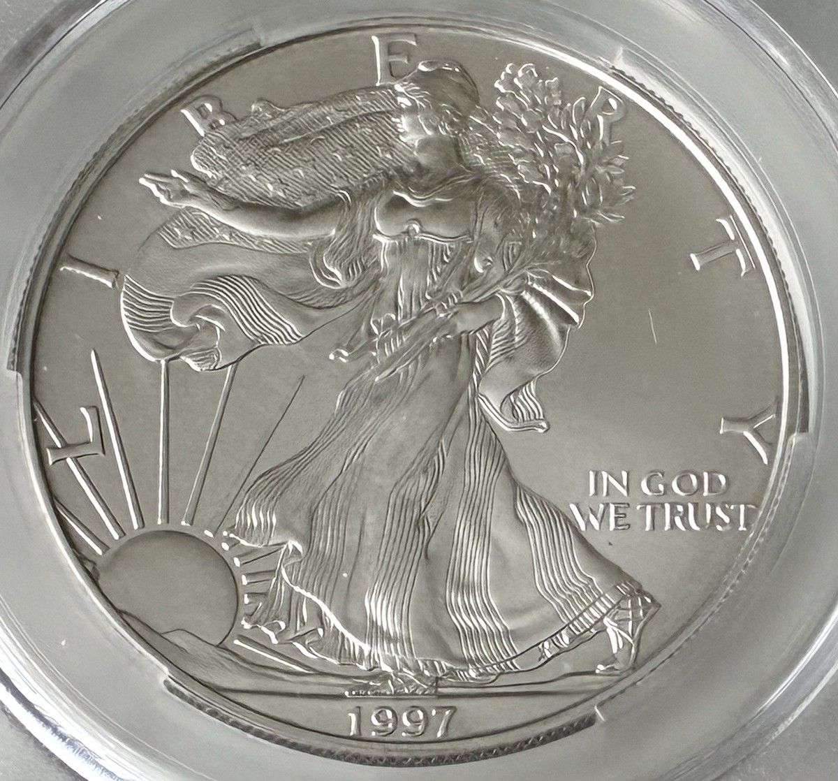 1997 AMERICAN SILVER EAGLE $1 CACG MS69 1oz .999 FINE CAC PRES