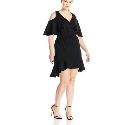 ABS Allen Schwartz Cocktail Dress SZ 1X Black Cut Out Shoulder Occasion