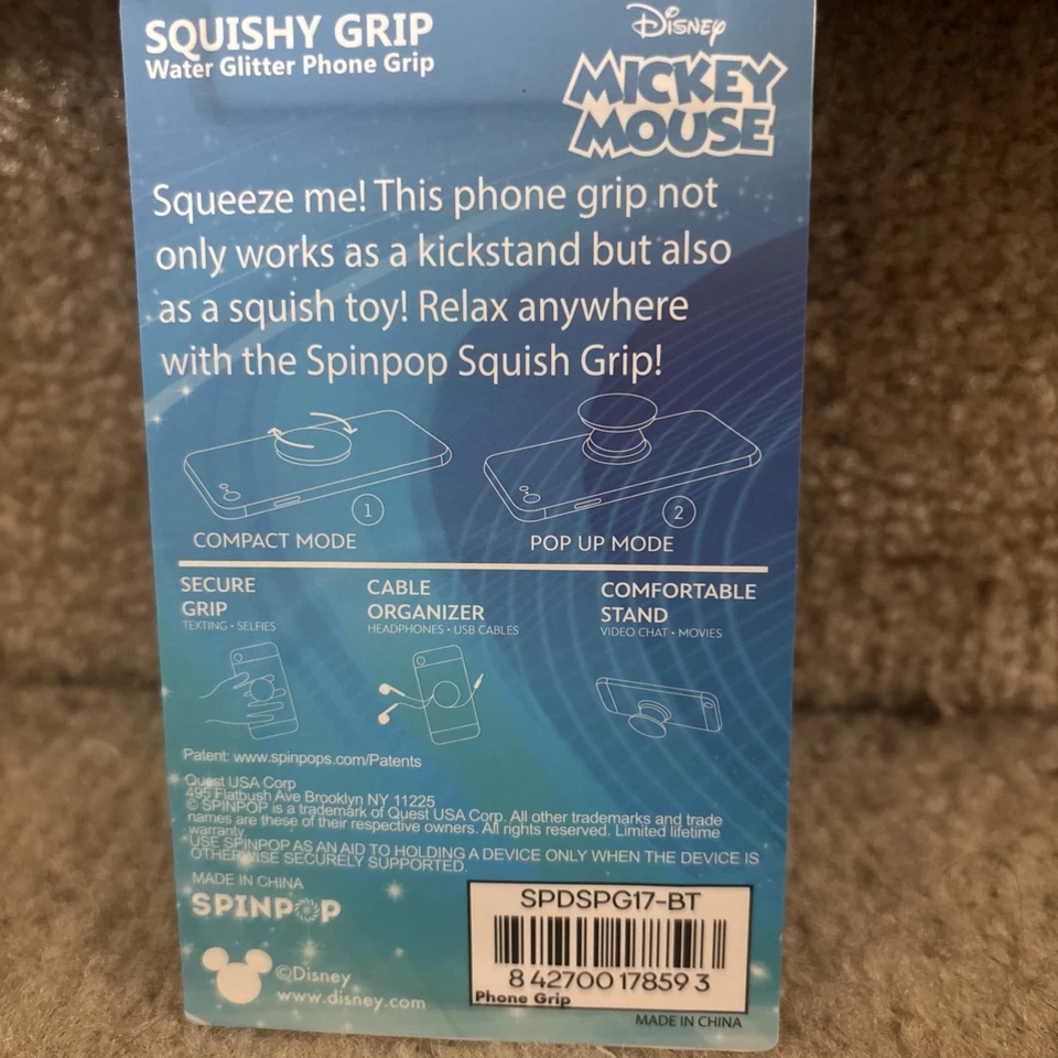 迪士尼米老鼠 Squishy 手机手柄坐立不安、支架、手柄带闪光 — 第 2/4 张图片