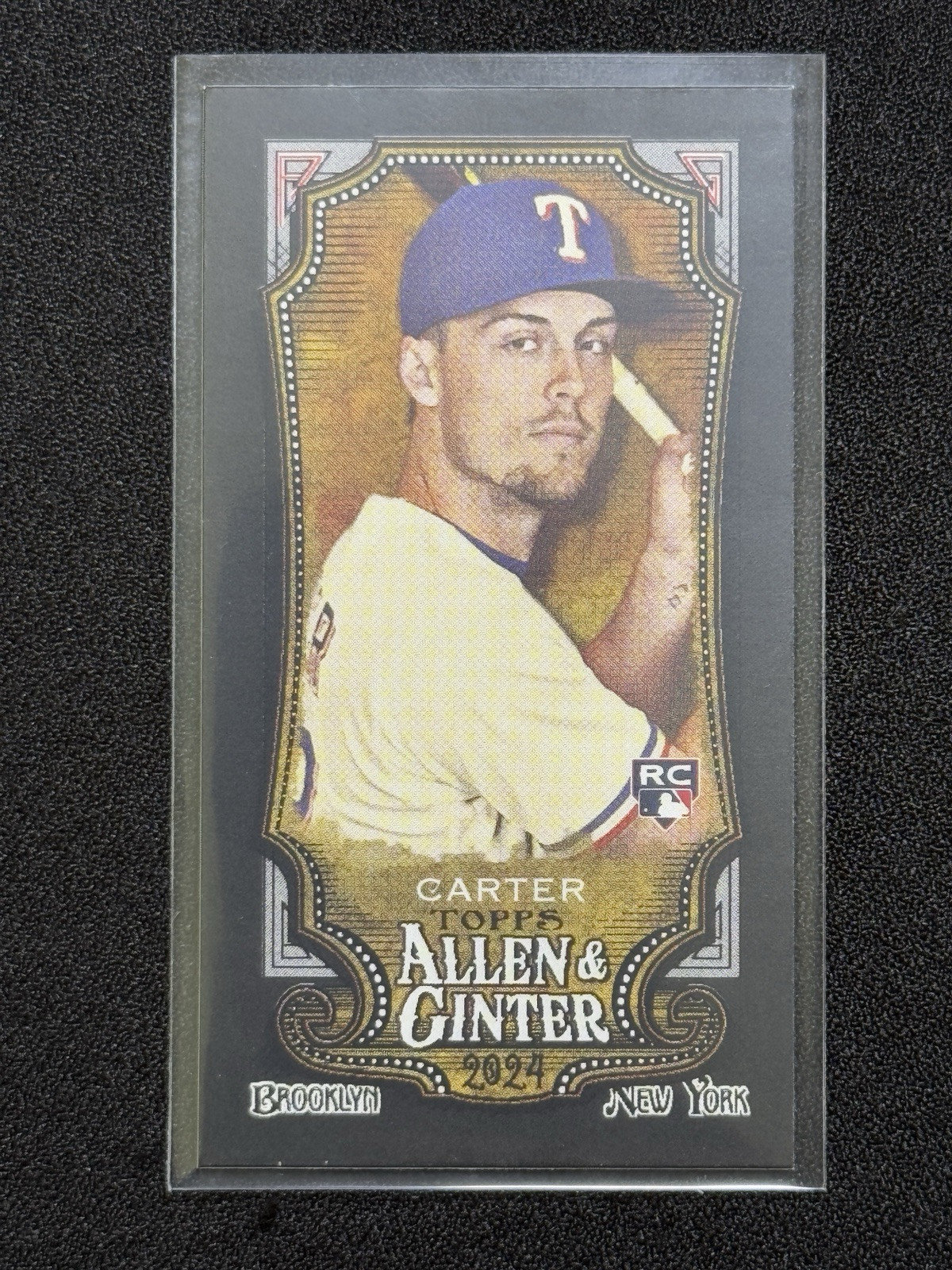 2024 Topps Allen & Ginter Mini Black Boarder #96 Evan Carter (RC) Texas RANGERS