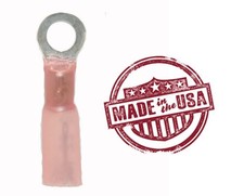 100 PACK 3M Red 18-22 AWG Ring Terminals 10 Stud - Made in USA w/ Heat Shrink