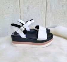 Steve Madden platform sandals wht/blk/tan wmns sz 8
