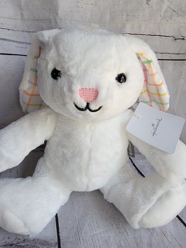 CONIGLIETTO bianco con orecchie a quadri fantasia 8” peluche peluche di Hallmark Easter - Foto 2 di 9