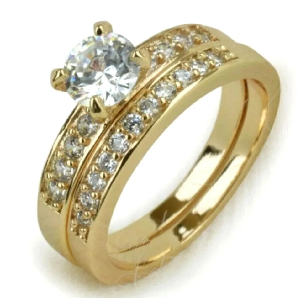 Set di anelli trio con fede nuziale con diamanti creati in laboratorio... - Immagine 4 di 4