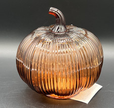 Target Bullseye Brown Glass LED Light Up Pumpkin 6"x6" Fall Halloween 2025  NEW