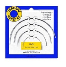 C S Osborne K-3 Curved Round Point Needles 4 piece Kit NEW