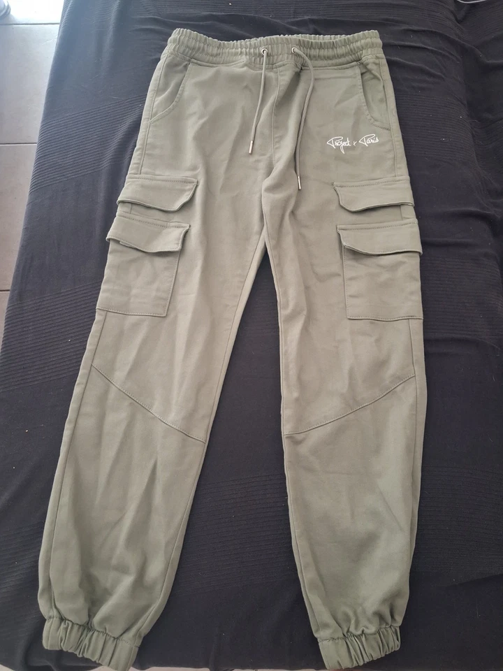 Project X Paris pantalon cargo homme kaki L, cordon, élastique, poches cargo - Photo 1/4