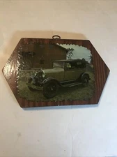 Wooden Plaque Car Picture Wall Hang 11 By 7.5 Inch Grey 3916