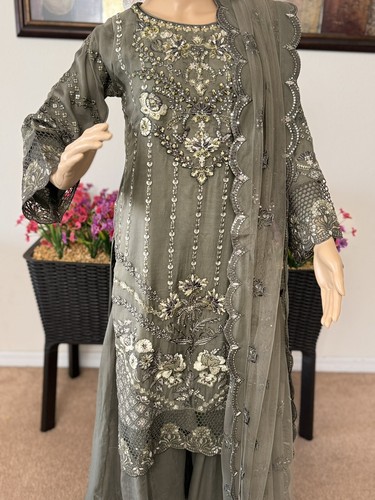 Pakistani Indian Shalwar Kameez For Women - Original Chiffon Wedding, Partywear - Picture 3 of 11