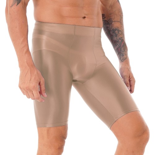 Pantaloncini corti uomo a compressione lucidi fondo stretto leggings fondo allenamento - Foto 82 di 121