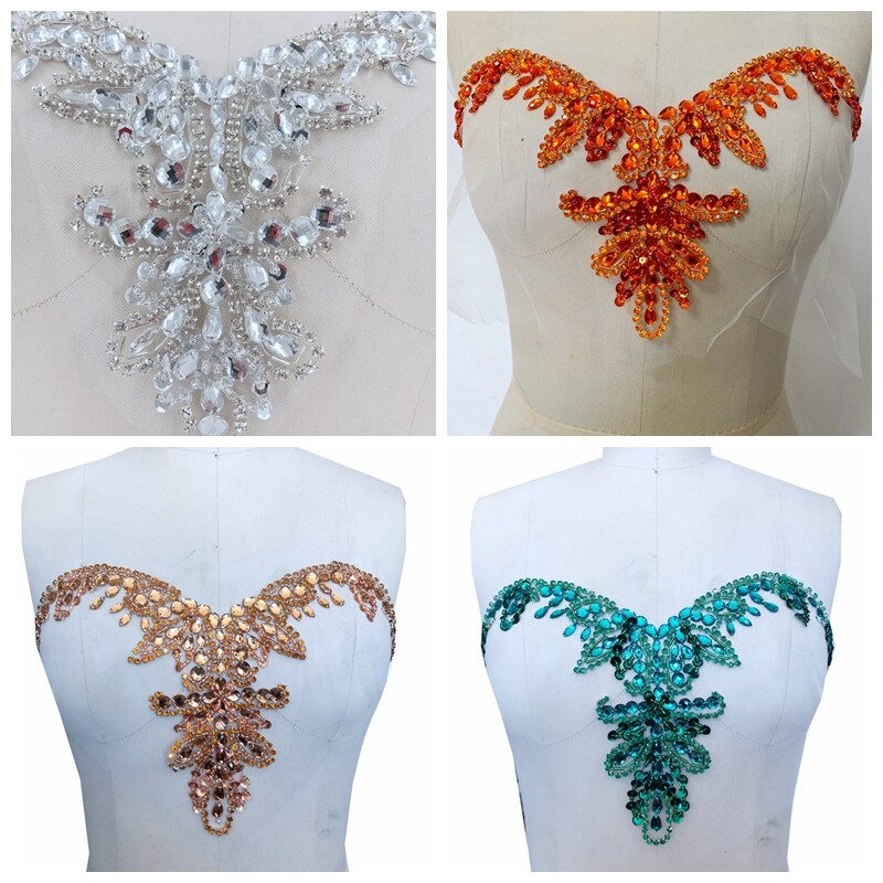 Strass-Applikation / Diamant-Motiv Zum Aufnähen – Für Hochzeitskleid, Kragen, Gürtel, DIY Deko