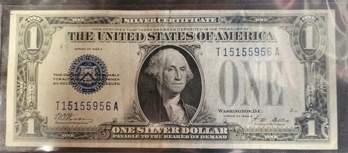 1928-A Silver Certificate Funny Back.  Interesting Serial #. Better Grade. - Picture 1 of 4