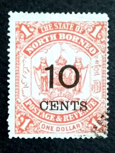 North Borneo 1895 Overprint Surcharge 10c On $1 Red - 1v Used  - Picture 1 of 3