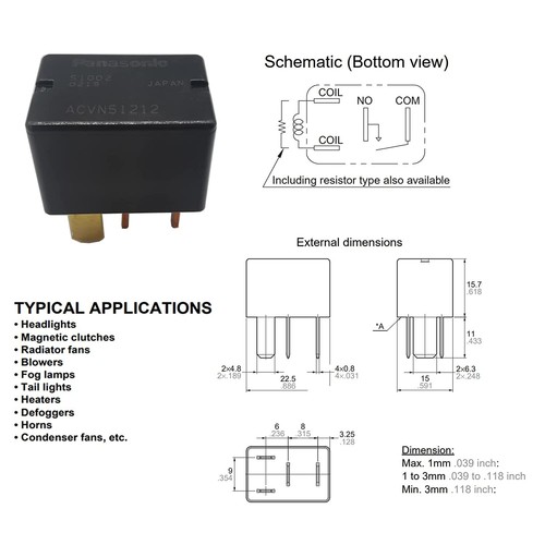 Panasonic 4pin SUB FAN A/C CLT Relay Subaru Forester Outback XV Impreza WRX - Picture 2 of 3