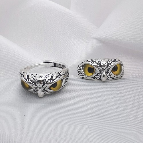 Owl Devil's Eye Ring Vintage Creativity Exaggerated Animal Adjustable Opening - Picture 7 of 22