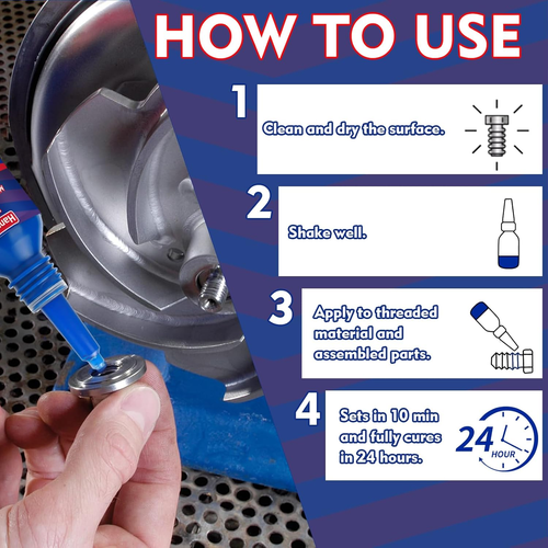 Thread Lock Blue and Red Threadlocker Medium and High Strength Thread Locker for - Picture 5 of 12
