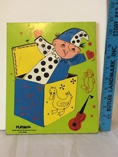 Vtg 1980's Playskool Jack In The Box Frame-Tray Puzzle Wood Complete