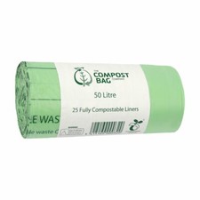 50 Litre x 25 CompostBag  Compostable Food Waste Caddy Liner Bin Bags (50L)