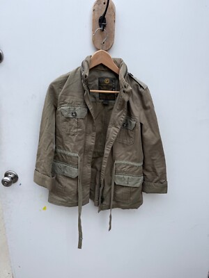 Lucky Brand Women's Military Field Jacket Utility Coat Hood Full Zip