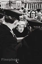 1958 Vintage JEANLOUP SIEFF Lady Reacts Death of Pope Pius Rome Street Photo Art