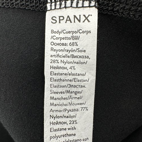 Spanx Jacket Womens M Black Faux Leather Long Sleeve Cardigan Drape Front Jacket - Picture 9 of 11