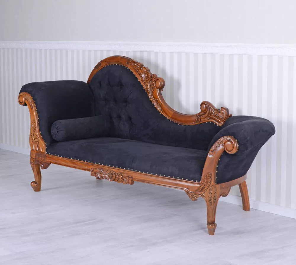 Antique Sofa Chaise Longue Regency Recamiere Solid Wood Couch Ottoman Vintage