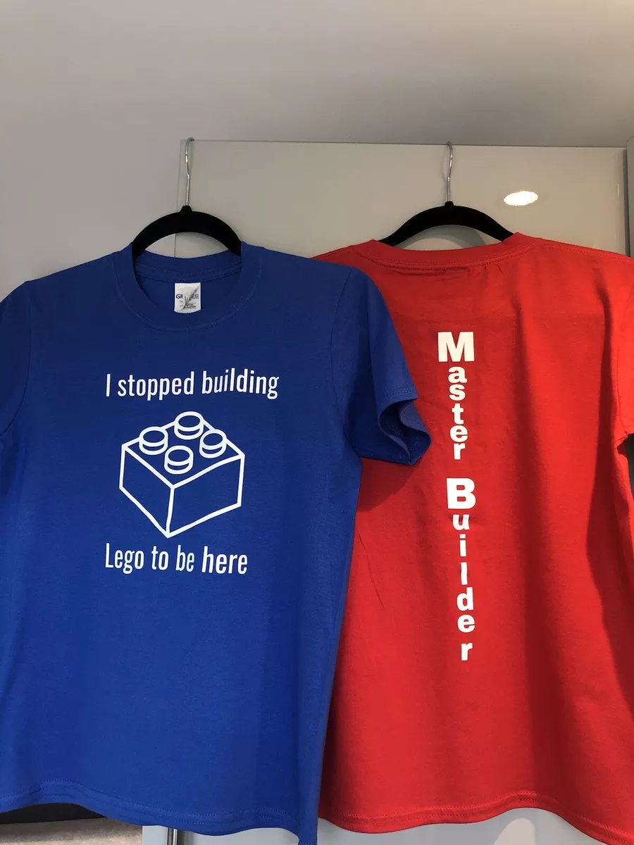 Lego Master Builder t shirt kids I Stopped Building Blue Age 9 10