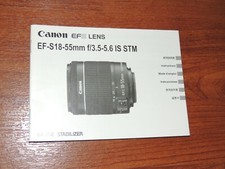 Genuine Manual User Guide for Canon EF-S 18-55mm f/3.5-5.6 IS STM Lens