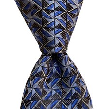 PERRY ELLIS PORTFOLIO Men's Necktie Skinny Designer Geometric Blue/Black NWT 55