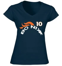 Bo Nix Old School Logo Jersey LADIES V-Neck Shirt T-Shirt