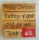 NEW Close to My Heart Set 4 Rubber Stamps Birthday Thank You Thinking of You -F