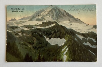 Old Antique 1918 Picture Postcard Snow Covered Mountain Mount Rainier Washington