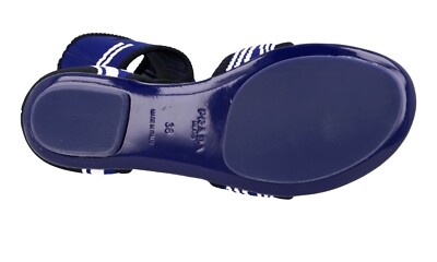 LUXURY PRADA SANDALS SHOES 1Y444L BLUE KNIT NEW US 6 EU 36