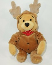 Vintage 1999 Disney Store Reindeer Pooh 8" Christmas Mini Bean Bag Plush Toy