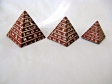 Egyptian Stone Resin Burgandy White Mini Pyramid Set 1.25"-1.75"