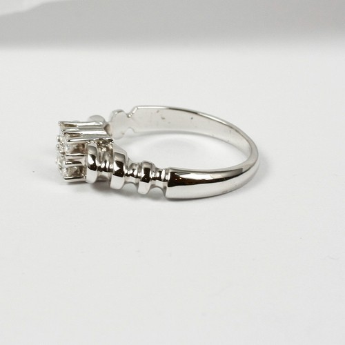 Anillo En 585 Oro Blanco 14 Quilates Con Diamante Brillante 0,24 Qt. W. Si - Imagen 2 de 3