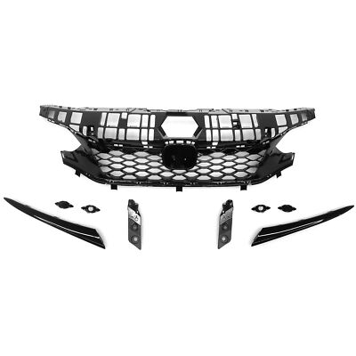 For 22-24 Honda Civic Sedan Type-R Style Glossy Black Front Bumper Grille Cover