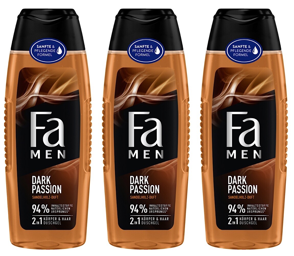 ✓Fa Men Dark Passion Sandelholz Duft 2in1 Sensual Duschgel Körper