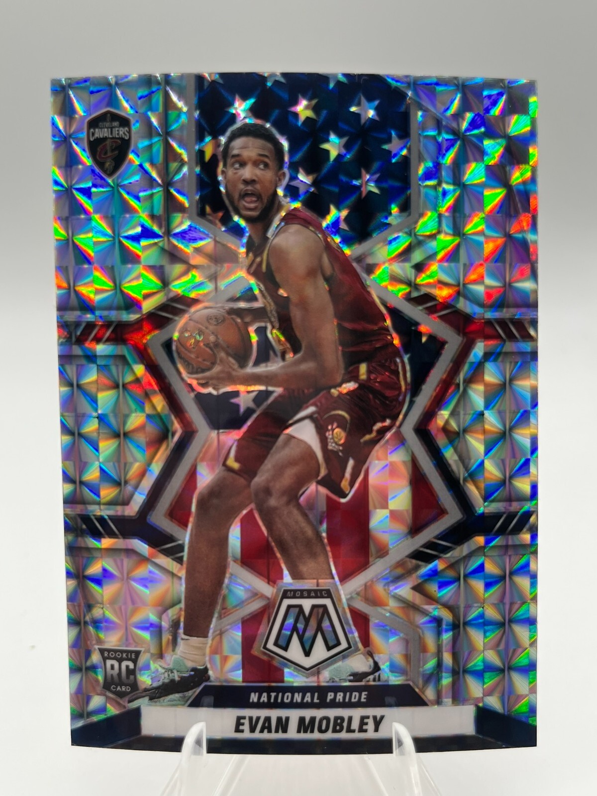 2021-22 Panini Mosaic National Pride Evan Mobley #258 Silver Mosaic Prizm Rookie
