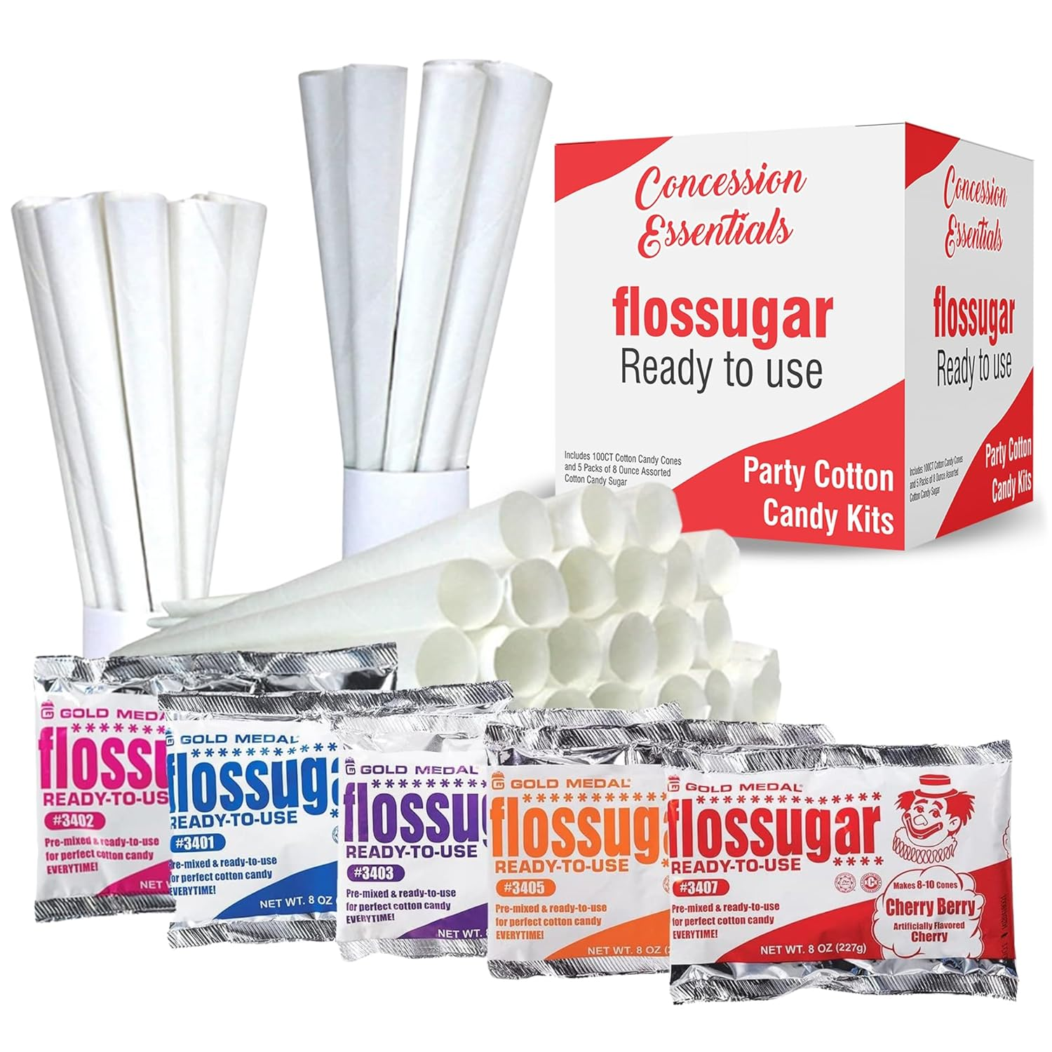 Concession Essentials Nuevos Kits de Algodón Caramelo para Fiesta de Carnaval.Incluye Algodón 100CT