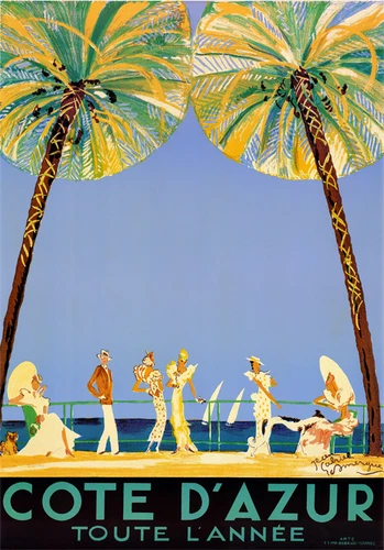 Cote d'Azur Vintage French Travel Poster