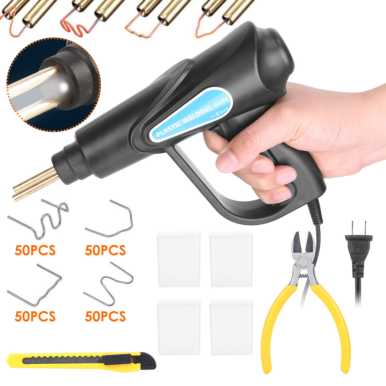 70W Plastic Welder Hot Stapler Car Bumper Repair Kit With 200 Staples Tools-image