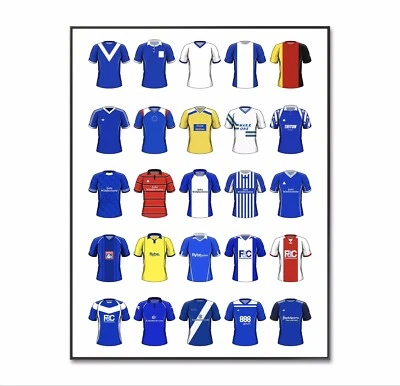 Birmingham Football Shirt, Birmingham City Football Poster, A4 Soccer Print Gift