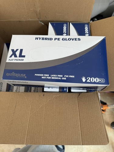 10 Boxes of RediBagUSA XLargeHybrid Food Service Gloves Powder Free Clear