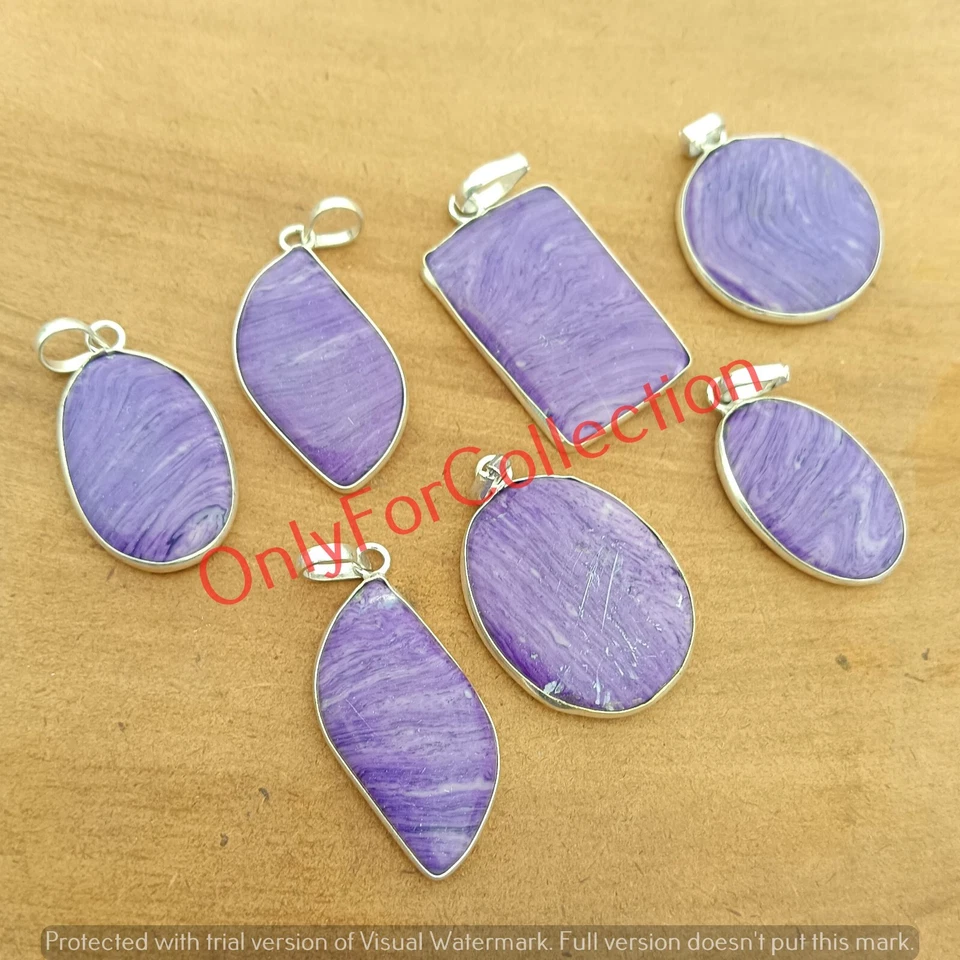 Purple Charoite Gemstone 925 Sterling Silver Plated Wholesale Pendants Lot - Image 3 of 4