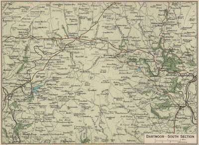 DARTMOOR SOUTH. Ashburton Buckfastleigh Yelverton. Vintage map plan. Devon 1939