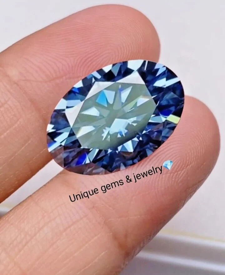 5 Ct vivid Blue color  Oval Cut VVS1 Diamond Premium Quality Loose Gemstone8x12m - Image 3 of 4