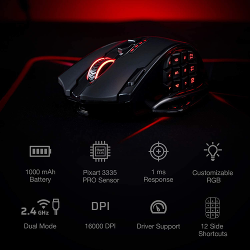 2.4G Wireless Gaming Mouse 16000DPI RGB Gaming Mouse With 16 Programmable Button - Picture 7 of 12